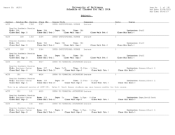 University of Baltimore Schedule of Classes for Fall 2014 Subject: