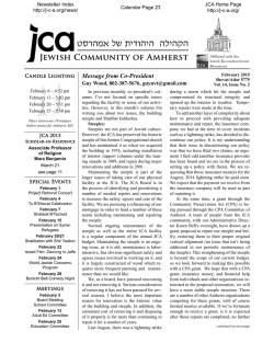 JCA Newsletter, 2015-02 - Jewish Community of Amherst