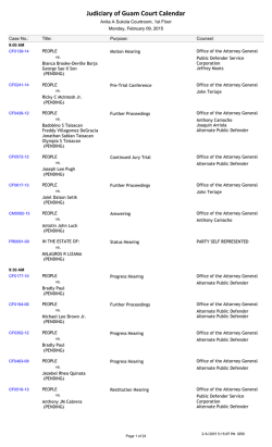 JoG Calendar - Unified Courts of Guam
