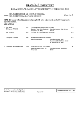 Download Cause List - Islamabad High Court