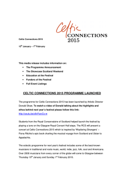 Celtic Connections 2015 Programme Announcement