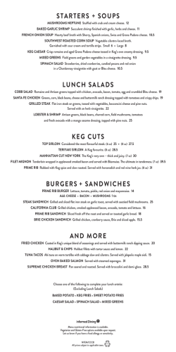 Download full LUNCH menu - The Keg Steakhouse + Bar