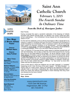 Weekly Bulletin 2/1/15 - St. Ann Roman Catholic Church