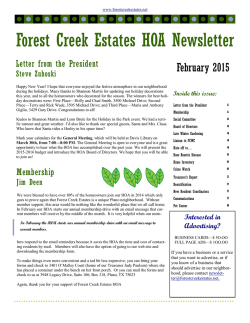 Forest Creek Estates HOA Newsletter