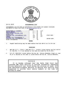 29.01.2015 NOTICE It is hereby informed that the Delhi High Court
