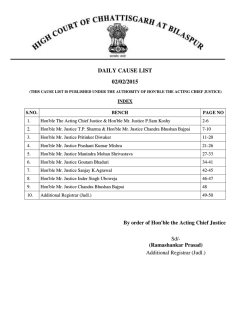 DAILY CAUSE LIST 02/02/2015 - High Court of Chhattisgarh