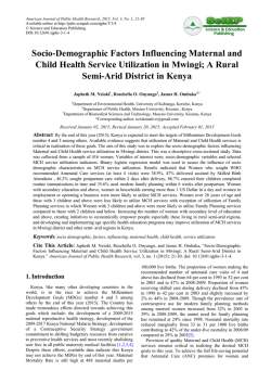 Socio-Demographic Factors Influencing Maternal and Child Health