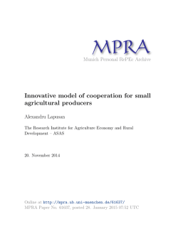 Innovative model of cooperation for small agricultural producers