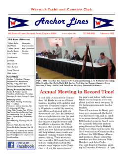 "Anchor Lines" Newsletter - Warwick Yacht and Country Club