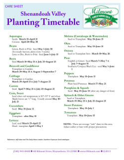 Planting Timetable for the Shenandoah Valley