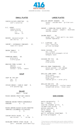 ! ! ! ! SMALL PLATES ! ! SOUP SALAD LARGE