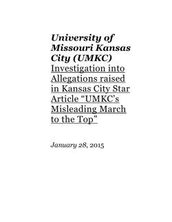 University of Missouri Kansas City (UMKC) Investigation into