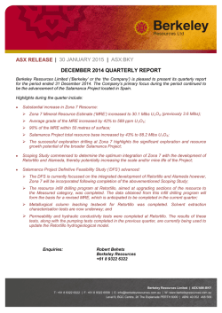 December 2014 Quarterly Report 30 Jan 2015