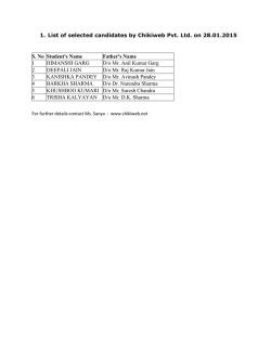 1. List of selected candidates by Chikiweb Pvt. Ltd. on 28.01.2015 S