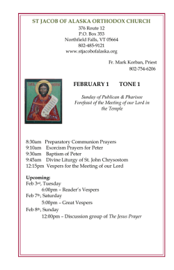 Weekly Bulletin - St. Jacob of Alaska Church