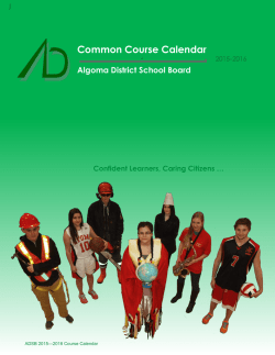 Common Course Calendar - Algoma District School Board