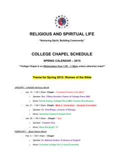 Spring 2015 Religious and Spiritual Life Calendar