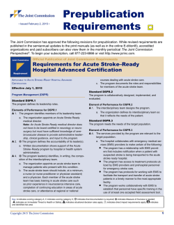 Requirements for Acute Stroke&ndash;Ready Hospital