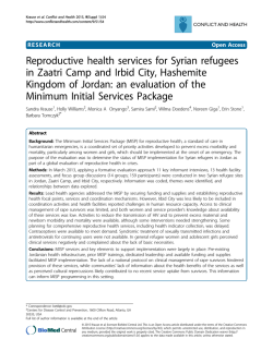 Reproductive health services for Syrian refugees in Zaatri Camp and