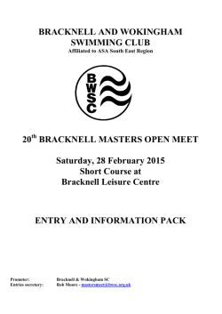 Meet information - Bracknell and Wokingham Swimming Club (BWSC)