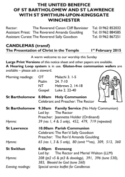 Weekly Sheet - Three Saints, Winchester