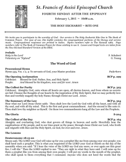 to view the service leaflet for Sunday, Feb. 1, 2015