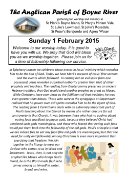 Sunday 1 February 2015 - Anglican Parish of Boyne River