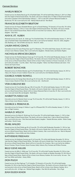 Click here for listing of current services