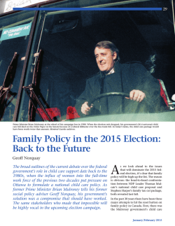 Family Policy in the 2015 Election: Back to the Future