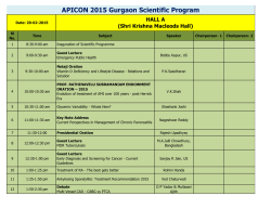 APICON 2015 Gurgaon Scientific Program