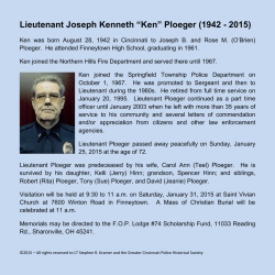 “Ken” Ploeger - The Greater Cincinnati Police Historical Society