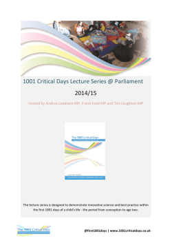 1001 Critical Days Lecture Series Programme 2014 2015