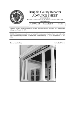 January 30, 2015 - Dauphin County Bar Association
