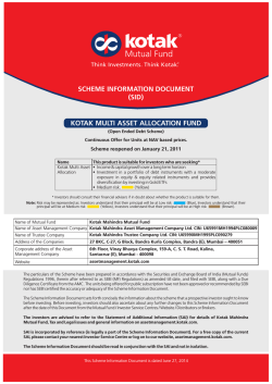 Scheme information document - Kotak Mutual Fund