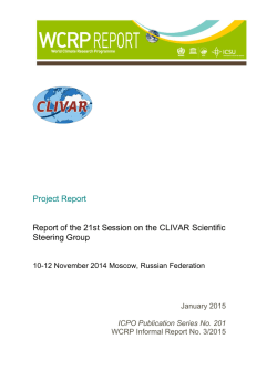 Report of the 21st Session on the CLIVAR Scientific Steering Group