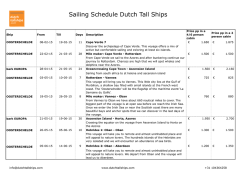 Sailing Schedule Dutch Tall Ships