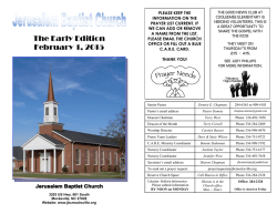 Early Edition for 2-1-15 - Jerusalem Baptist Church