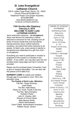 Weekly Announcements - Saint Luke Lutheran Church
