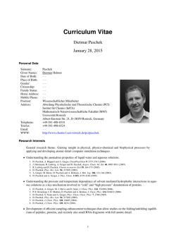 Curriculum Vitae: Dr. Dietmar Paschek