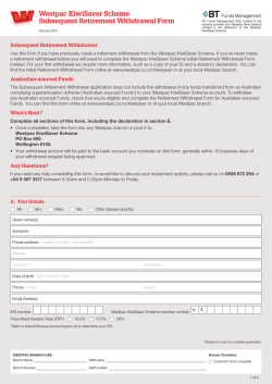 Westpac KiwiSaver Scheme Subsequent Retirement Withdrawal Form