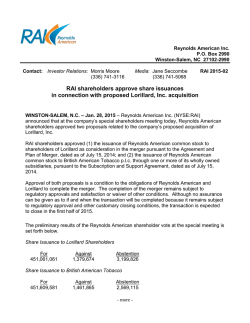Jan 28, 2015 RAI shareholders approve share issuances in