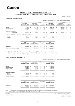 Results for FY 2014