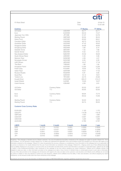 Daily Forex Rate Sheet