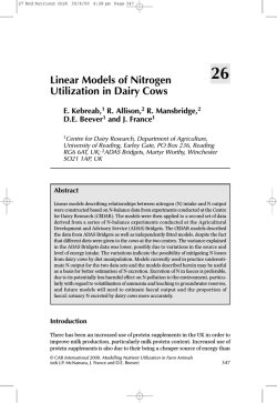 Linear Models of Nitrogen Utilization in Dairy Cows
