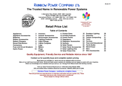 Price List Report - Rainbow Power Company