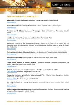 Built Environment - 29th January 2015