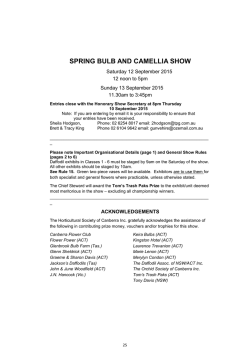 Schedule for the Spring Bulb and Camellia Show