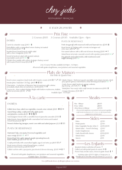 Les Enfants Steaks &Agrave; la carte Sides Prix Fixe Plats de