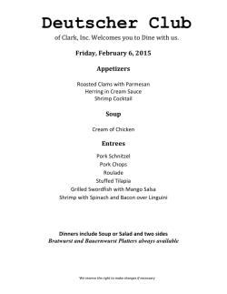 current friday night menu - Deutscher Club of Clark, NJ