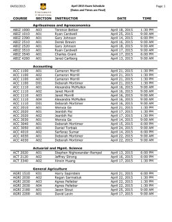 April 2015 Schedule of Final Exams